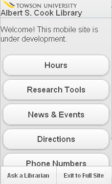 screenshot of Cook Library's mobile site for smartphones