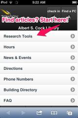 Photo showing annotation using Skitch to demonstrate the library's mobile site.
